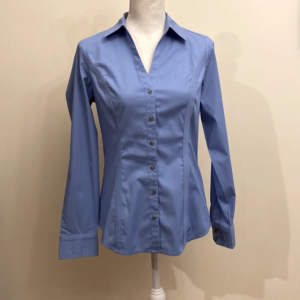 Express Sky Blue Essential Fitted Dress Shirt Size S - Picture 1 of 6